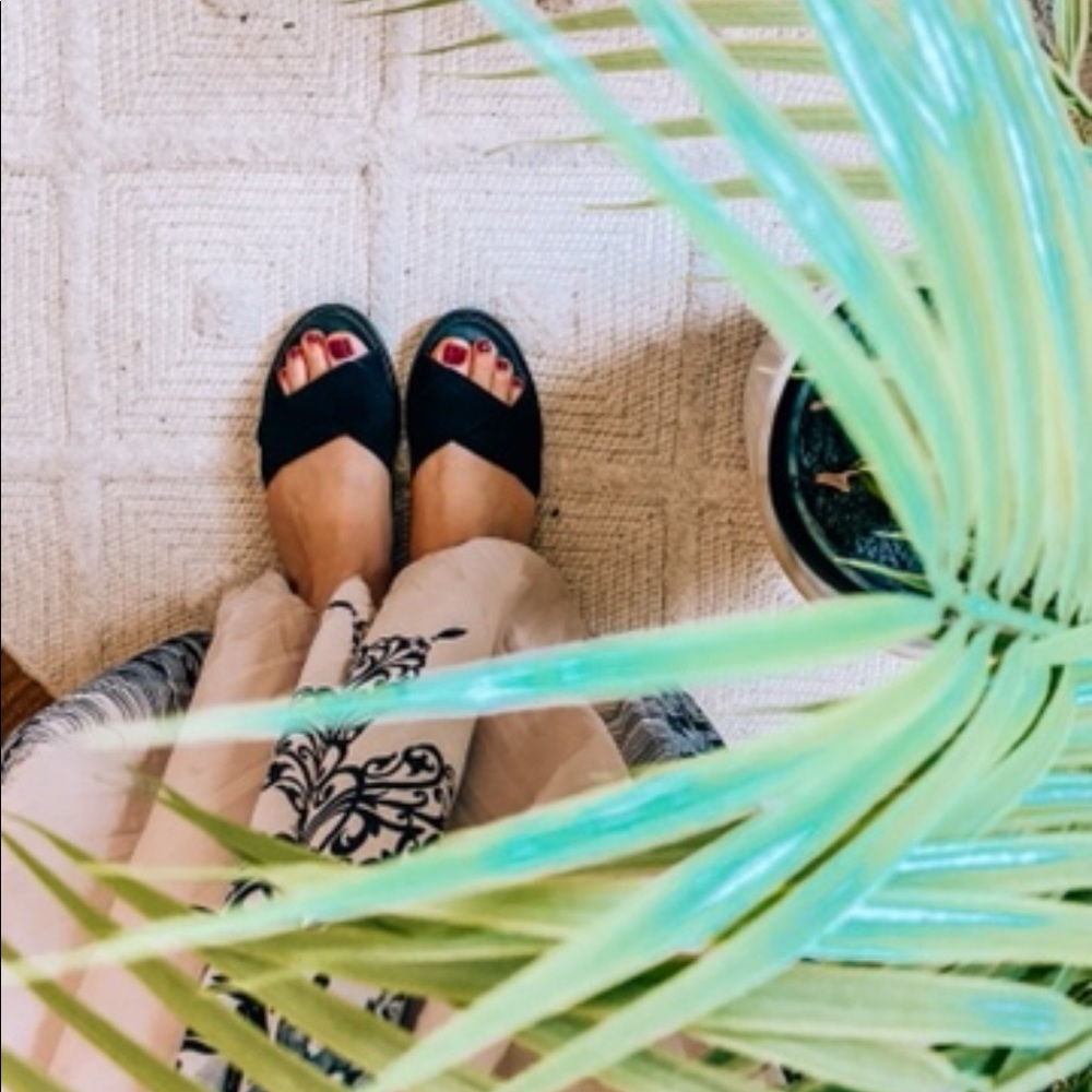 Vince Suede Twist Front Slip On Black Flats